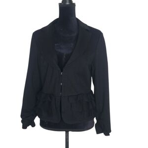 INC International Concepts Black Nouveau Ruffle Blazer Jacket
